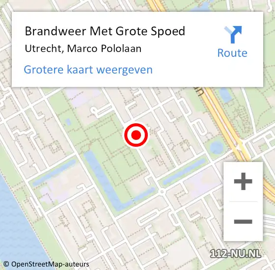 Locatie op kaart van de 112 melding: Brandweer Met Grote Spoed Naar Utrecht, Marco Pololaan op 4 januari 2024 00:08