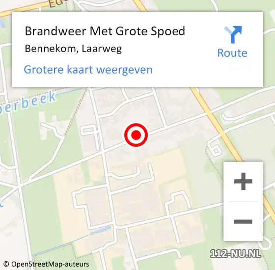 Locatie op kaart van de 112 melding: Brandweer Met Grote Spoed Naar Bennekom, Laarweg op 4 januari 2024 02:06
