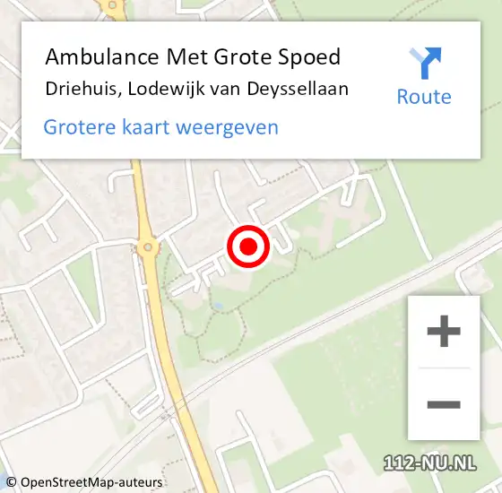 Locatie op kaart van de 112 melding: Ambulance Met Grote Spoed Naar Driehuis, Lodewijk van Deyssellaan op 4 januari 2024 04:23