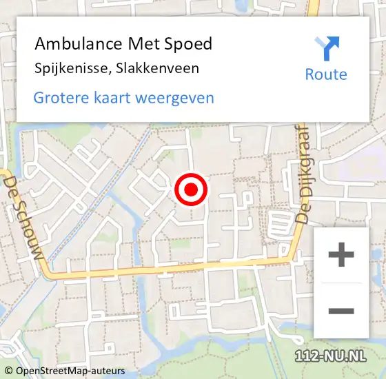 Locatie op kaart van de 112 melding: Ambulance Met Spoed Naar Spijkenisse, Slakkenveen op 4 januari 2024 04:58
