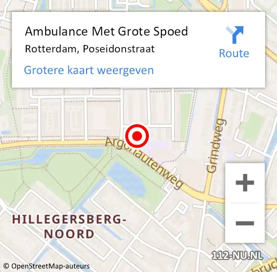 Locatie op kaart van de 112 melding: Ambulance Met Grote Spoed Naar Rotterdam, Poseidonstraat op 4 januari 2024 05:09