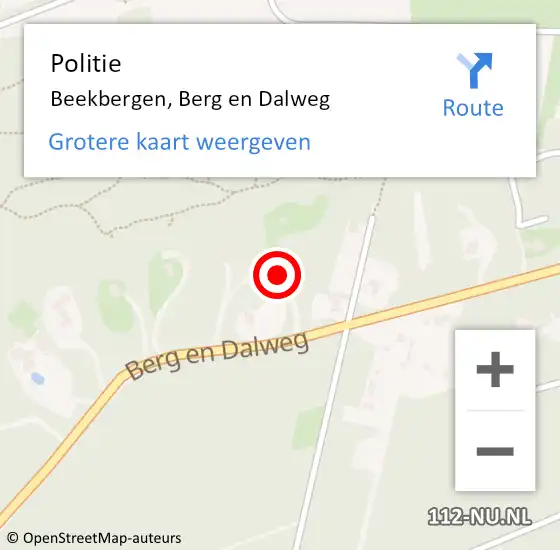 Locatie op kaart van de 112 melding: Politie Beekbergen, Berg en Dalweg op 4 januari 2024 05:58