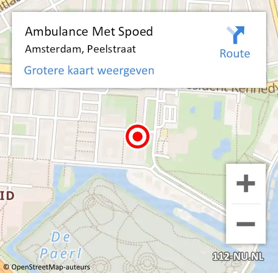 Locatie op kaart van de 112 melding: Ambulance Met Spoed Naar Amsterdam, Peelstraat op 4 januari 2024 06:42