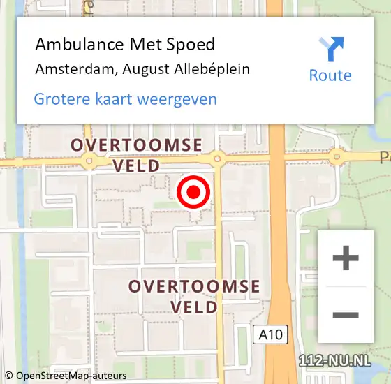 Locatie op kaart van de 112 melding: Ambulance Met Spoed Naar Amsterdam, August Allebéplein op 4 januari 2024 08:33