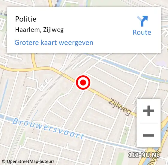 Locatie op kaart van de 112 melding: Politie Haarlem, Zijlweg op 4 januari 2024 09:00
