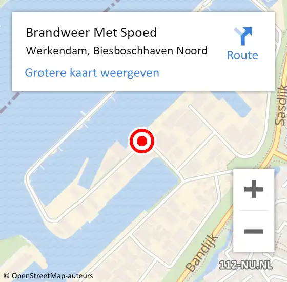 Locatie op kaart van de 112 melding: Brandweer Met Spoed Naar Werkendam, Biesboschhaven Noord op 4 januari 2024 09:10