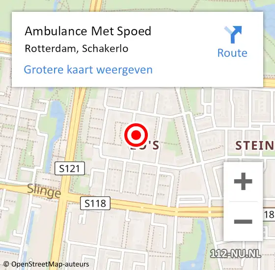 Locatie op kaart van de 112 melding: Ambulance Met Spoed Naar Rotterdam, Schakerlo op 4 januari 2024 10:25