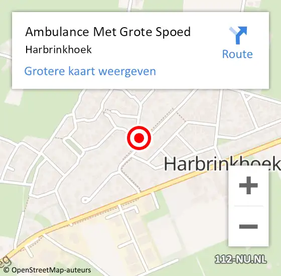 Locatie op kaart van de 112 melding: Ambulance Met Grote Spoed Naar Harbrinkhoek op 4 januari 2024 10:30