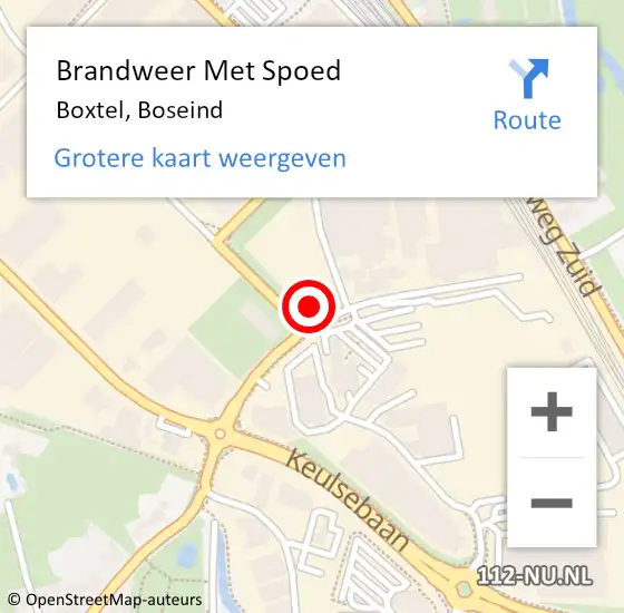 Locatie op kaart van de 112 melding: Brandweer Met Spoed Naar Boxtel, Boseind op 4 januari 2024 10:50