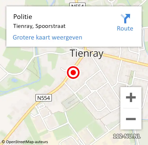 Locatie op kaart van de 112 melding: Politie Tienray, Spoorstraat op 4 januari 2024 11:32