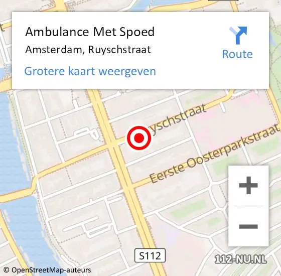 Locatie op kaart van de 112 melding: Ambulance Met Spoed Naar Amsterdam, Ruyschstraat op 4 januari 2024 11:40