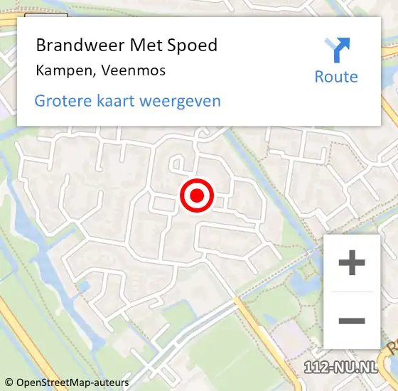 Locatie op kaart van de 112 melding: Brandweer Met Spoed Naar Kampen, Veenmos op 4 januari 2024 11:58