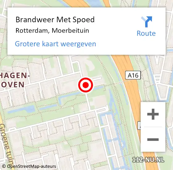 Locatie op kaart van de 112 melding: Brandweer Met Spoed Naar Rotterdam, Moerbeituin op 4 januari 2024 12:09