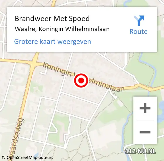 Locatie op kaart van de 112 melding: Brandweer Met Spoed Naar Waalre, Koningin Wilhelminalaan op 4 januari 2024 12:46