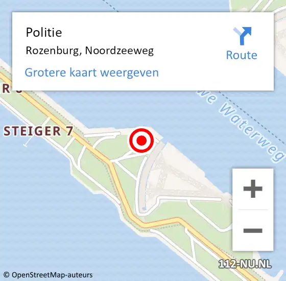 Locatie op kaart van de 112 melding: Politie Rozenburg, Noordzeeweg op 4 januari 2024 13:20