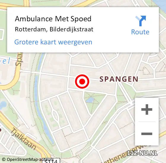 Locatie op kaart van de 112 melding: Ambulance Met Spoed Naar Rotterdam, Bilderdijkstraat op 4 januari 2024 13:21