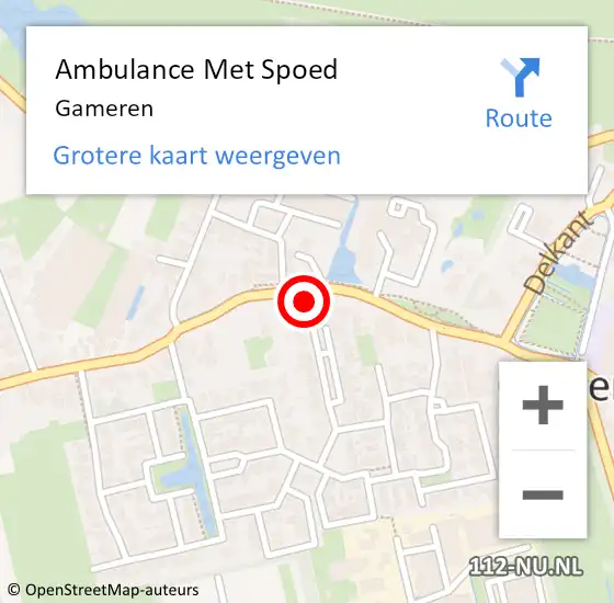 Locatie op kaart van de 112 melding: Ambulance Met Spoed Naar Gameren op 4 januari 2024 14:20