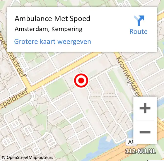 Locatie op kaart van de 112 melding: Ambulance Met Spoed Naar Amsterdam, Kempering op 4 januari 2024 15:16