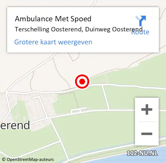 Locatie op kaart van de 112 melding: Ambulance Met Spoed Naar Terschelling Oosterend, Duinweg Oosterend op 20 september 2014 23:14