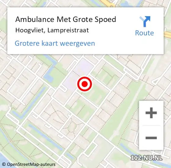 Locatie op kaart van de 112 melding: Ambulance Met Grote Spoed Naar Hoogvliet, Lampreistraat op 4 januari 2024 15:55