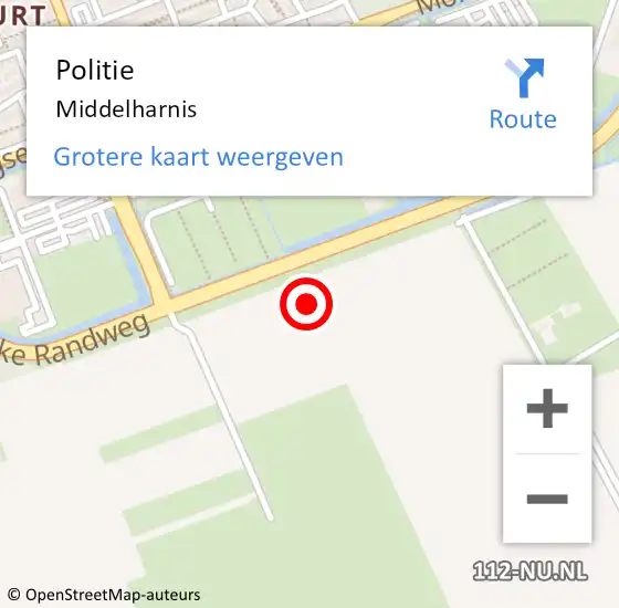 Locatie op kaart van de 112 melding: Politie Middelharnis op 4 januari 2024 16:19