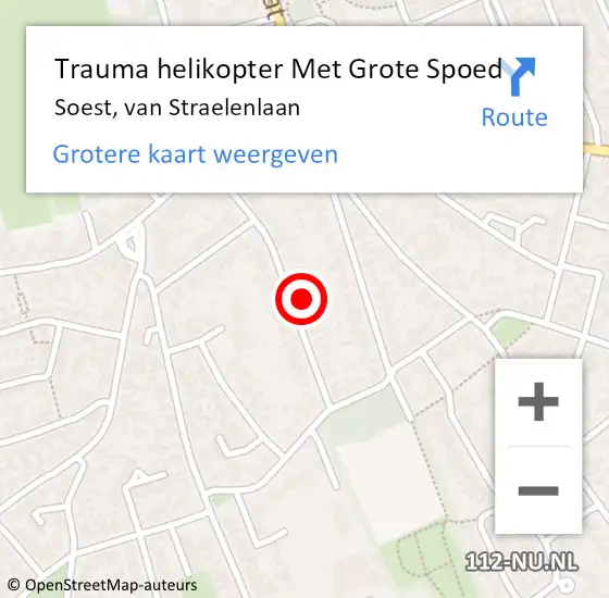 Locatie op kaart van de 112 melding: Trauma helikopter Met Grote Spoed Naar Soest, van Straelenlaan op 4 januari 2024 16:20