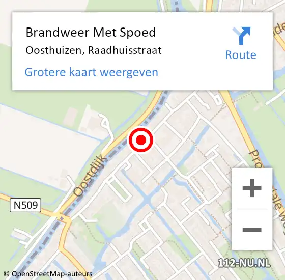 Locatie op kaart van de 112 melding: Brandweer Met Spoed Naar Oosthuizen, Raadhuisstraat op 4 januari 2024 17:01