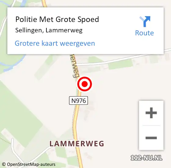 Locatie op kaart van de 112 melding: Politie Met Grote Spoed Naar Sellingen, Lammerweg op 4 januari 2024 17:08