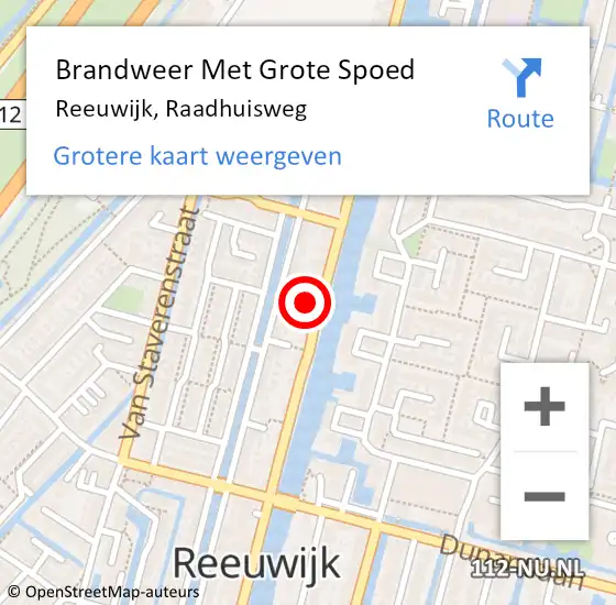 Locatie op kaart van de 112 melding: Brandweer Met Grote Spoed Naar Reeuwijk, Raadhuisweg op 4 januari 2024 17:14