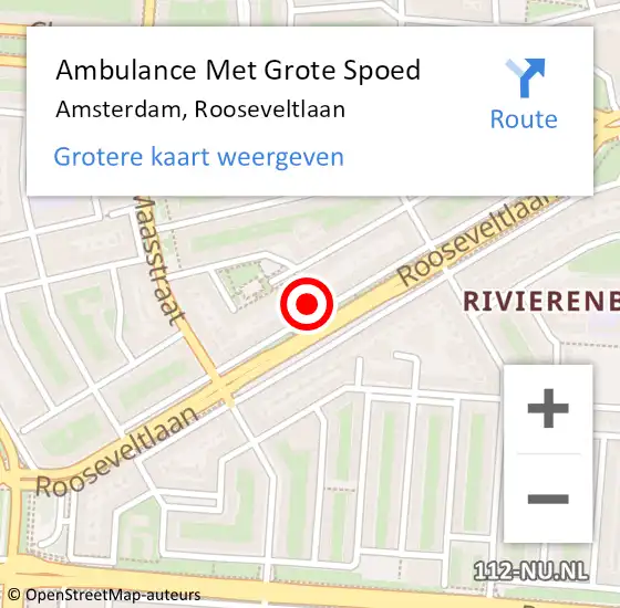 Locatie op kaart van de 112 melding: Ambulance Met Grote Spoed Naar Amsterdam, Rooseveltlaan op 4 januari 2024 17:44