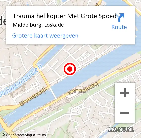 Locatie op kaart van de 112 melding: Trauma helikopter Met Grote Spoed Naar Middelburg, Loskade op 4 januari 2024 17:44
