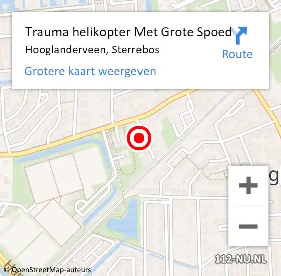Locatie op kaart van de 112 melding: Trauma helikopter Met Grote Spoed Naar Hooglanderveen, Sterrebos op 4 januari 2024 17:48