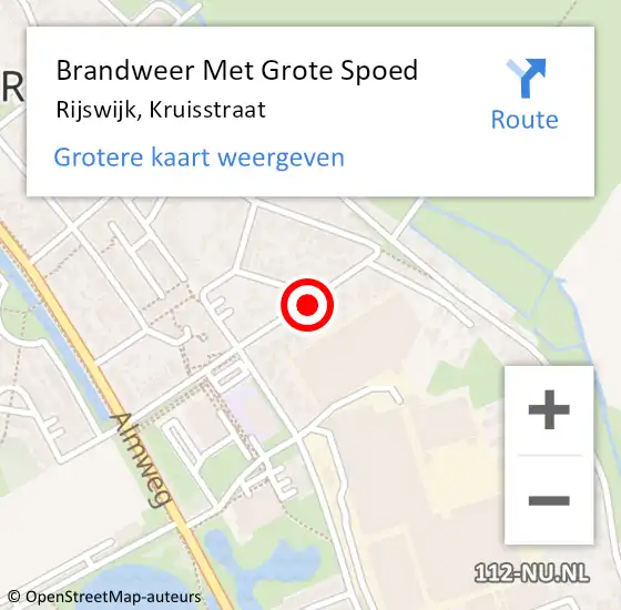 Locatie op kaart van de 112 melding: Brandweer Met Grote Spoed Naar Rijswijk, Kruisstraat op 4 januari 2024 17:59