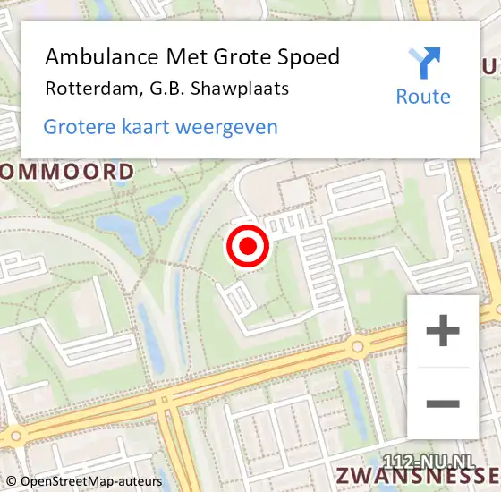 Locatie op kaart van de 112 melding: Ambulance Met Grote Spoed Naar Rotterdam, G.B. Shawplaats op 4 januari 2024 18:00