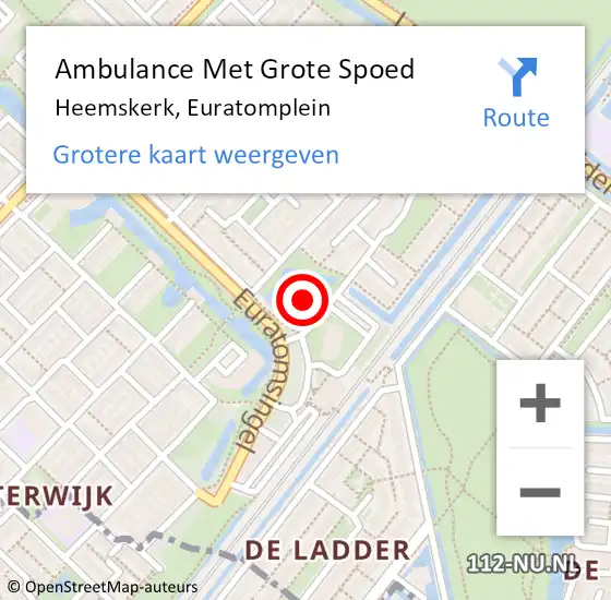 Locatie op kaart van de 112 melding: Ambulance Met Grote Spoed Naar Heemskerk, Euratomplein op 4 januari 2024 18:38