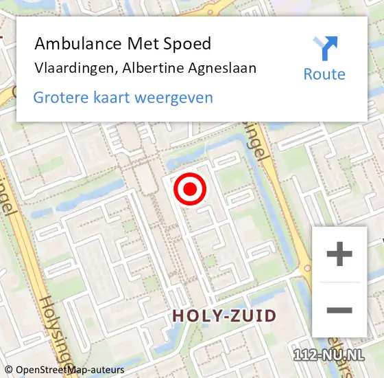 Locatie op kaart van de 112 melding: Ambulance Met Spoed Naar Vlaardingen, Albertine Agneslaan op 4 januari 2024 19:09