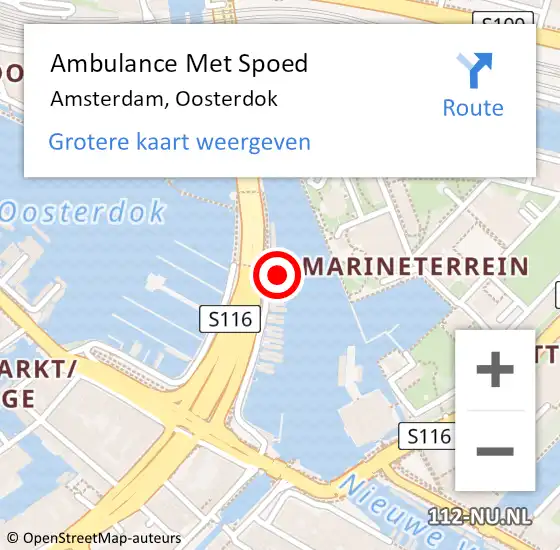 Locatie op kaart van de 112 melding: Ambulance Met Spoed Naar Amsterdam, Oosterdok op 4 januari 2024 19:20