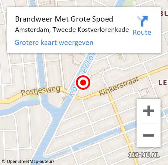 Locatie op kaart van de 112 melding: Brandweer Met Grote Spoed Naar Amsterdam, Tweede Kostverlorenkade op 4 januari 2024 19:43