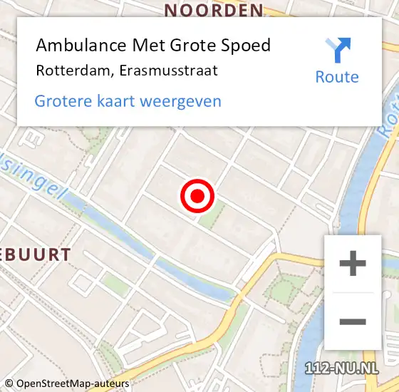 Locatie op kaart van de 112 melding: Ambulance Met Grote Spoed Naar Rotterdam, Erasmusstraat op 4 januari 2024 20:03