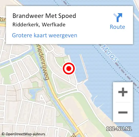Locatie op kaart van de 112 melding: Brandweer Met Spoed Naar Ridderkerk, Werfkade op 4 januari 2024 20:28