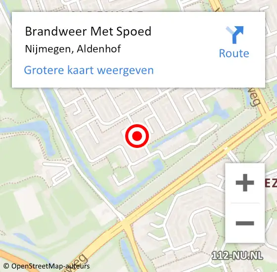 Locatie op kaart van de 112 melding: Brandweer Met Spoed Naar Nijmegen, Aldenhof op 4 januari 2024 22:07