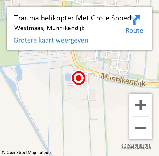 Locatie op kaart van de 112 melding: Trauma helikopter Met Grote Spoed Naar Westmaas, Munnikendijk op 4 januari 2024 22:30