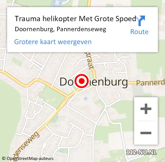 Locatie op kaart van de 112 melding: Trauma helikopter Met Grote Spoed Naar Doornenburg, Pannerdenseweg op 4 januari 2024 22:37
