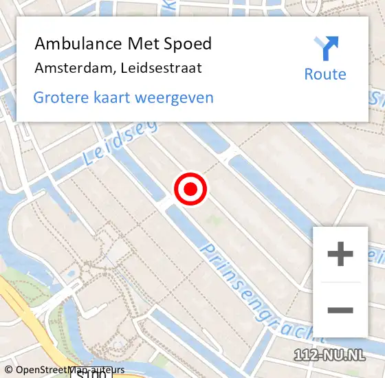 Locatie op kaart van de 112 melding: Ambulance Met Spoed Naar Amsterdam, Leidsestraat op 5 januari 2024 00:14
