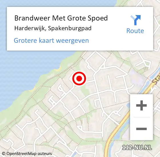 Locatie op kaart van de 112 melding: Brandweer Met Grote Spoed Naar Harderwijk, Spakenburgpad op 5 januari 2024 00:37