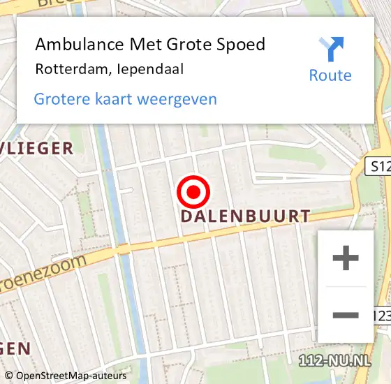 Locatie op kaart van de 112 melding: Ambulance Met Grote Spoed Naar Rotterdam, Iependaal op 5 januari 2024 04:15