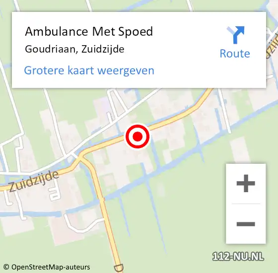 Locatie op kaart van de 112 melding: Ambulance Met Spoed Naar Goudriaan, Zuidzijde op 5 januari 2024 05:36