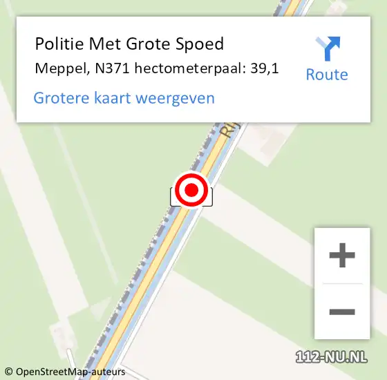 Locatie op kaart van de 112 melding: Politie Met Grote Spoed Naar Meppel, N371 hectometerpaal: 39,1 op 5 januari 2024 08:59