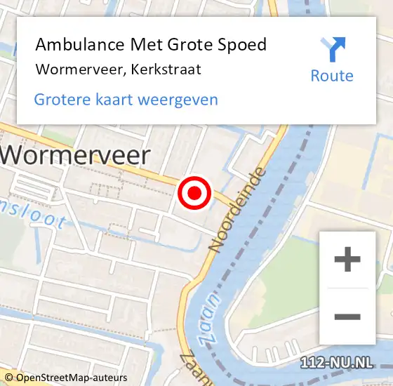 Locatie op kaart van de 112 melding: Ambulance Met Grote Spoed Naar Wormerveer, Kerkstraat op 5 januari 2024 09:09