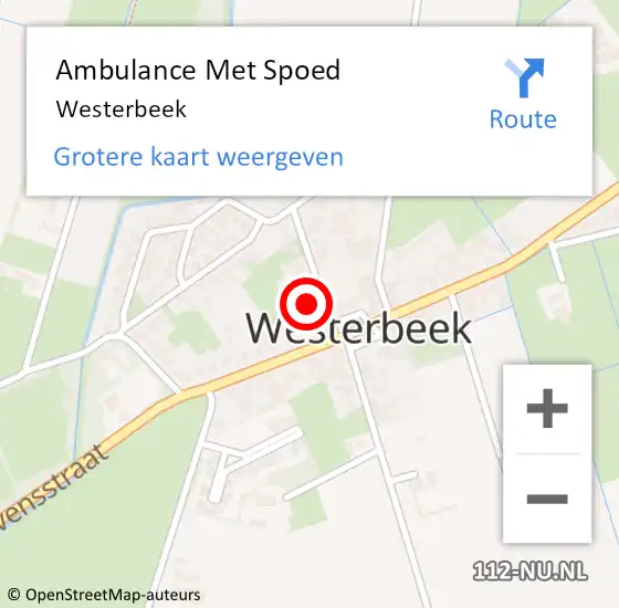 Locatie op kaart van de 112 melding: Ambulance Met Spoed Naar Westerbeek op 5 januari 2024 09:32